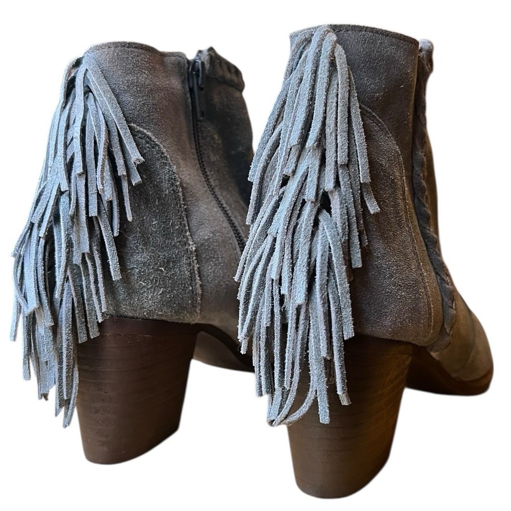 Matisse Lucinda Fringe Braided‎ Western  Blue Suede Leather Ankle Boots Sz 8.5 - Picture 9 of 16
